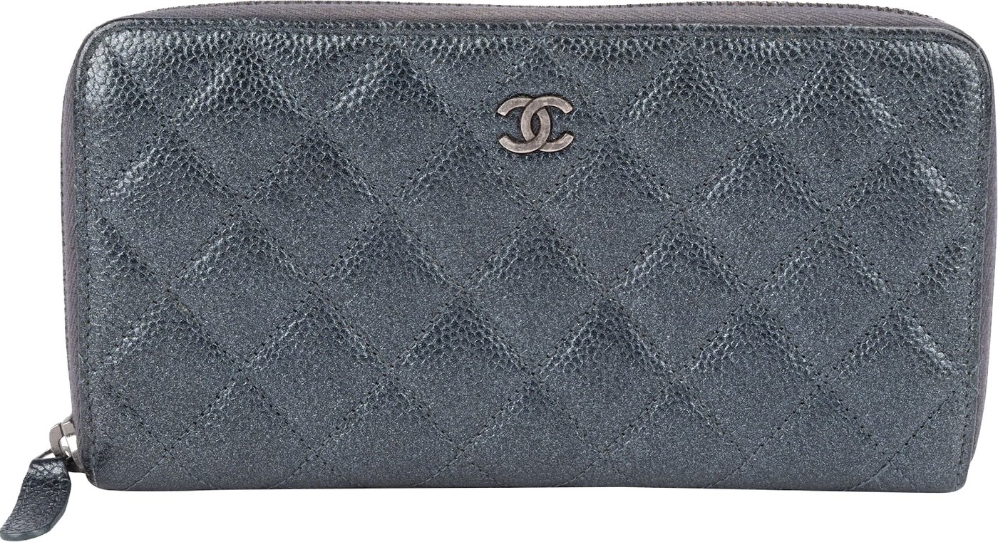Chanel Quilted Caviar Leather Zip Around Wallet