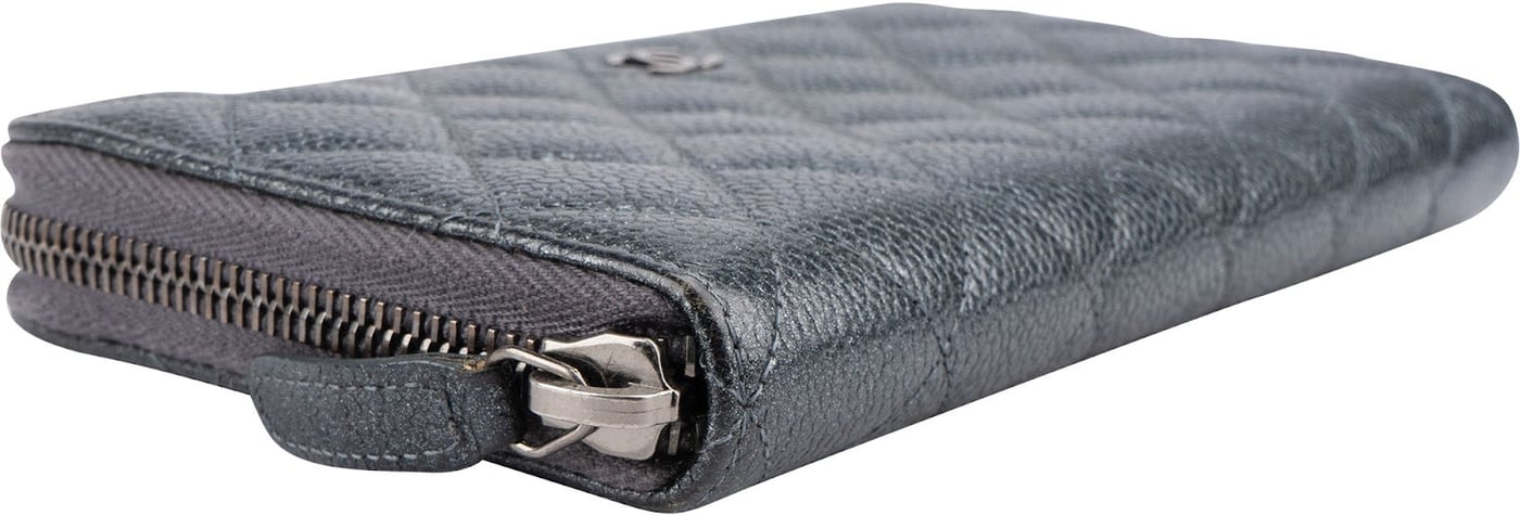 Chanel Quilted Caviar Leather Zip Around Wallet