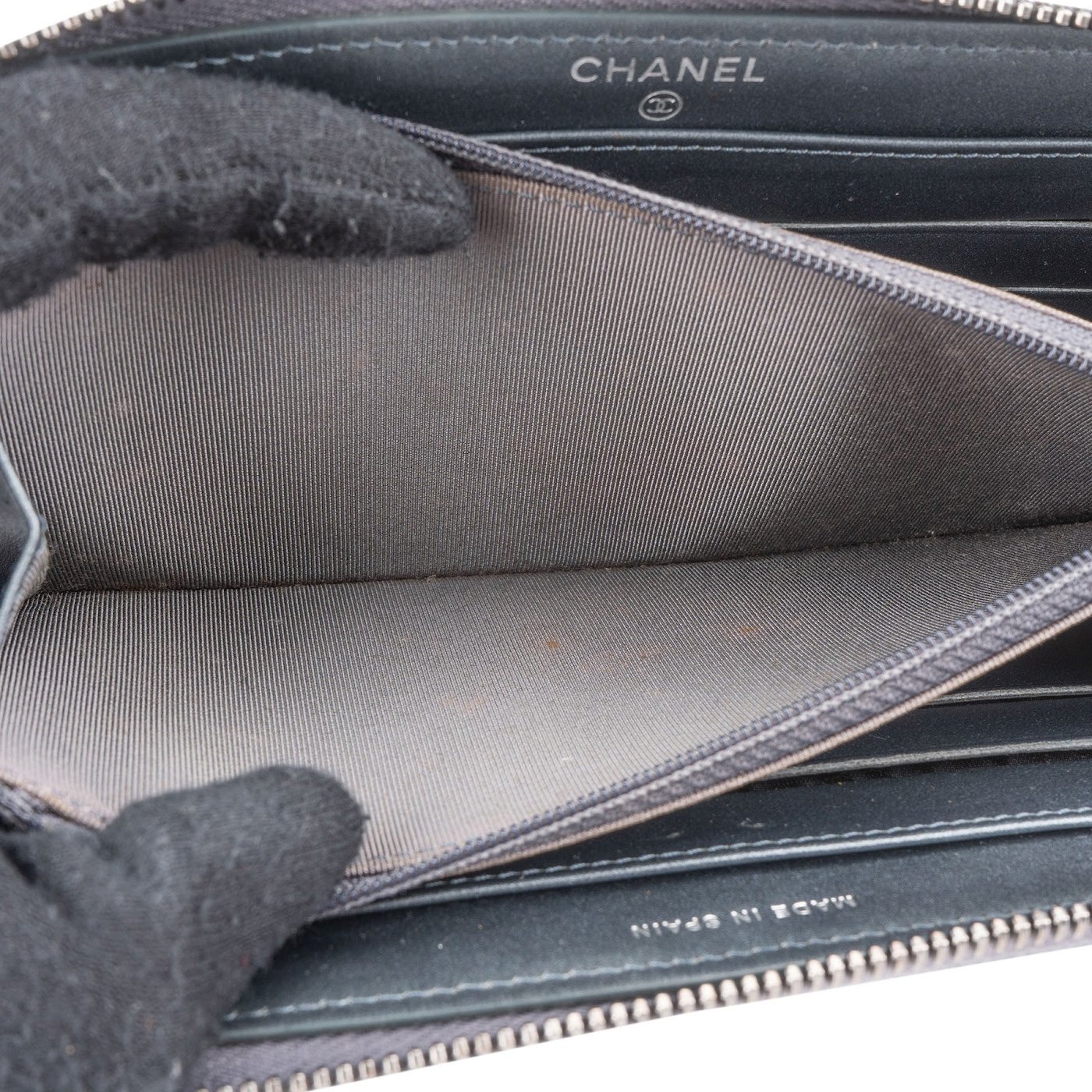 Chanel Quilted Caviar Leather Zip Around Wallet