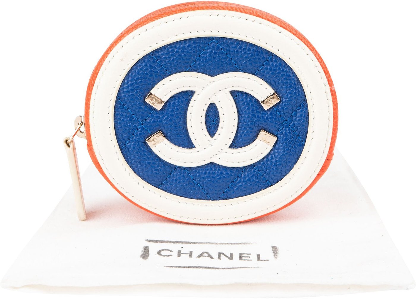 Chanel Caviar Leather CC Filigree Oval Coin Purse Wallet