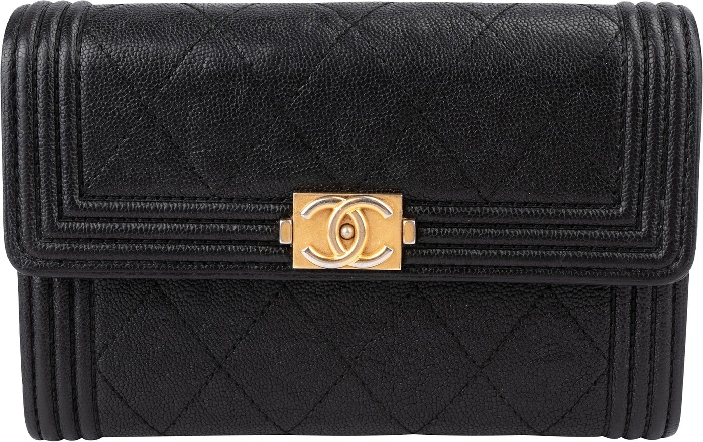 Chanel Quilted Caviar Leather Boy Wallet
