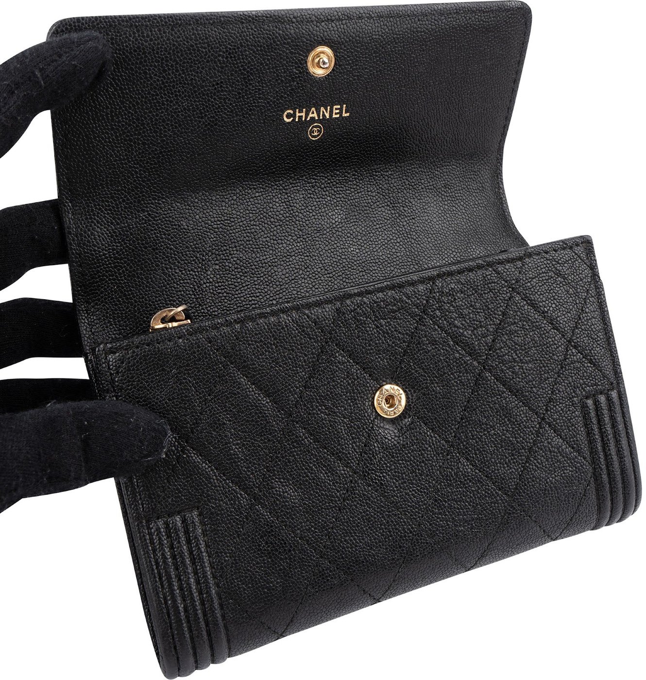 Chanel Quilted Caviar Leather Boy Wallet