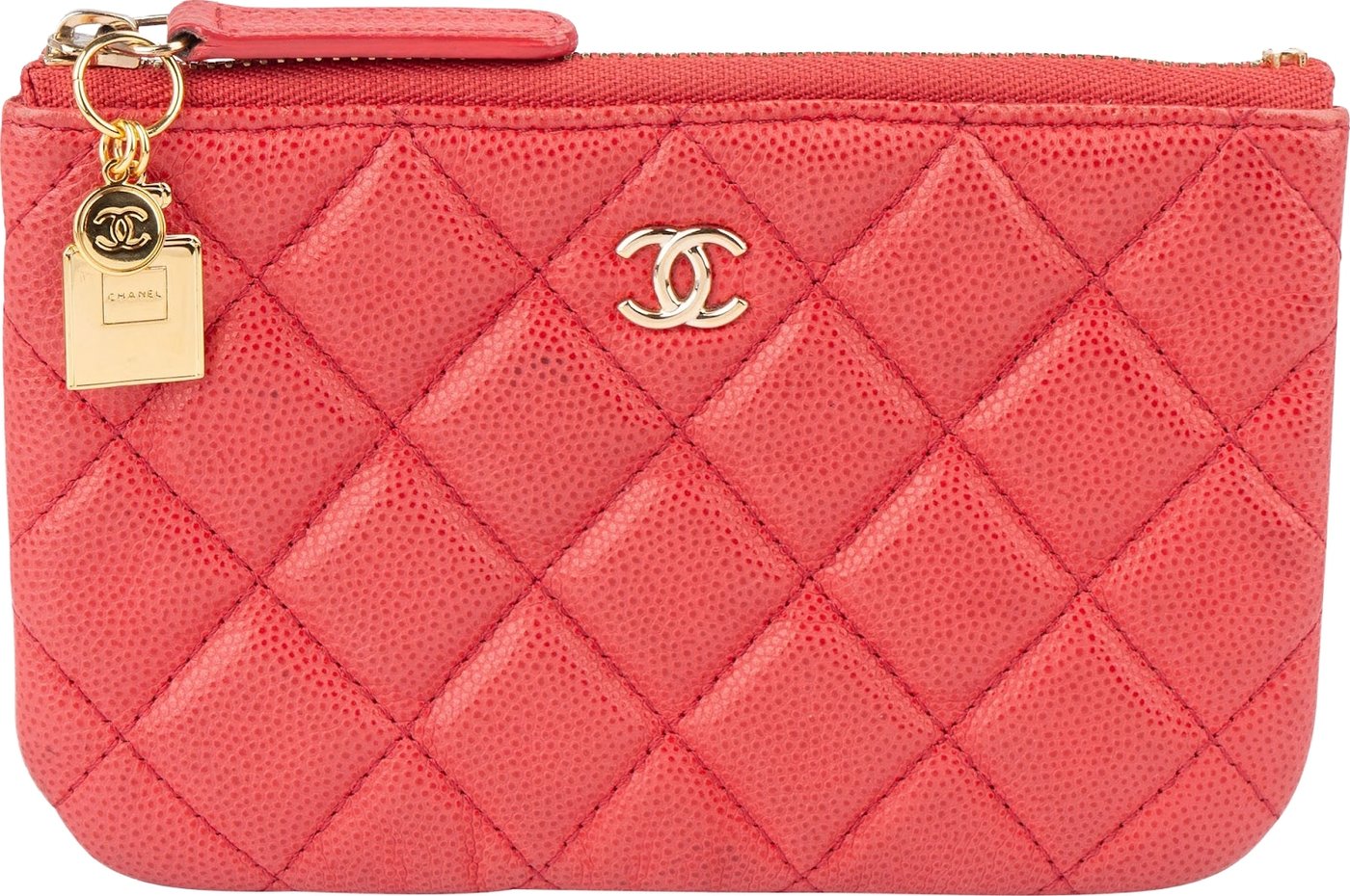Chanel Caviar Leather Quilted O-Case N°5 Charm Wallet