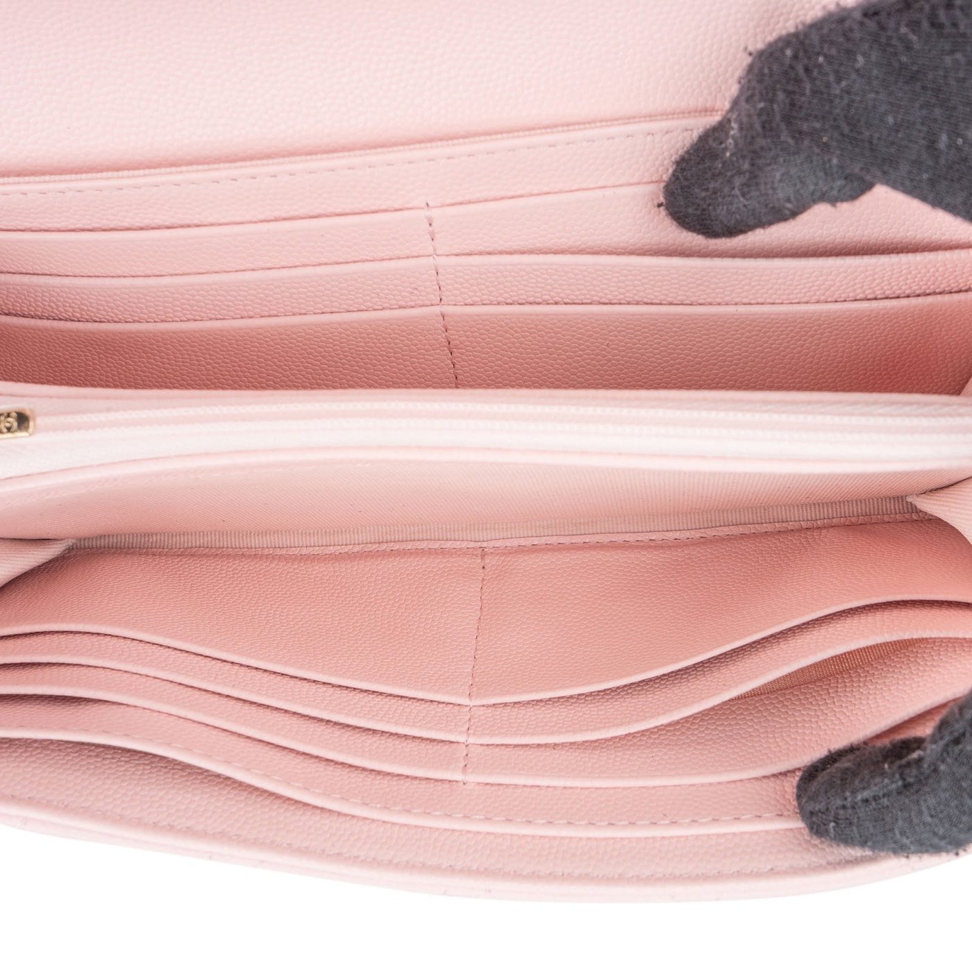 Chanel Pink Quilted Caviar Leather Classic Long Flap Wallet