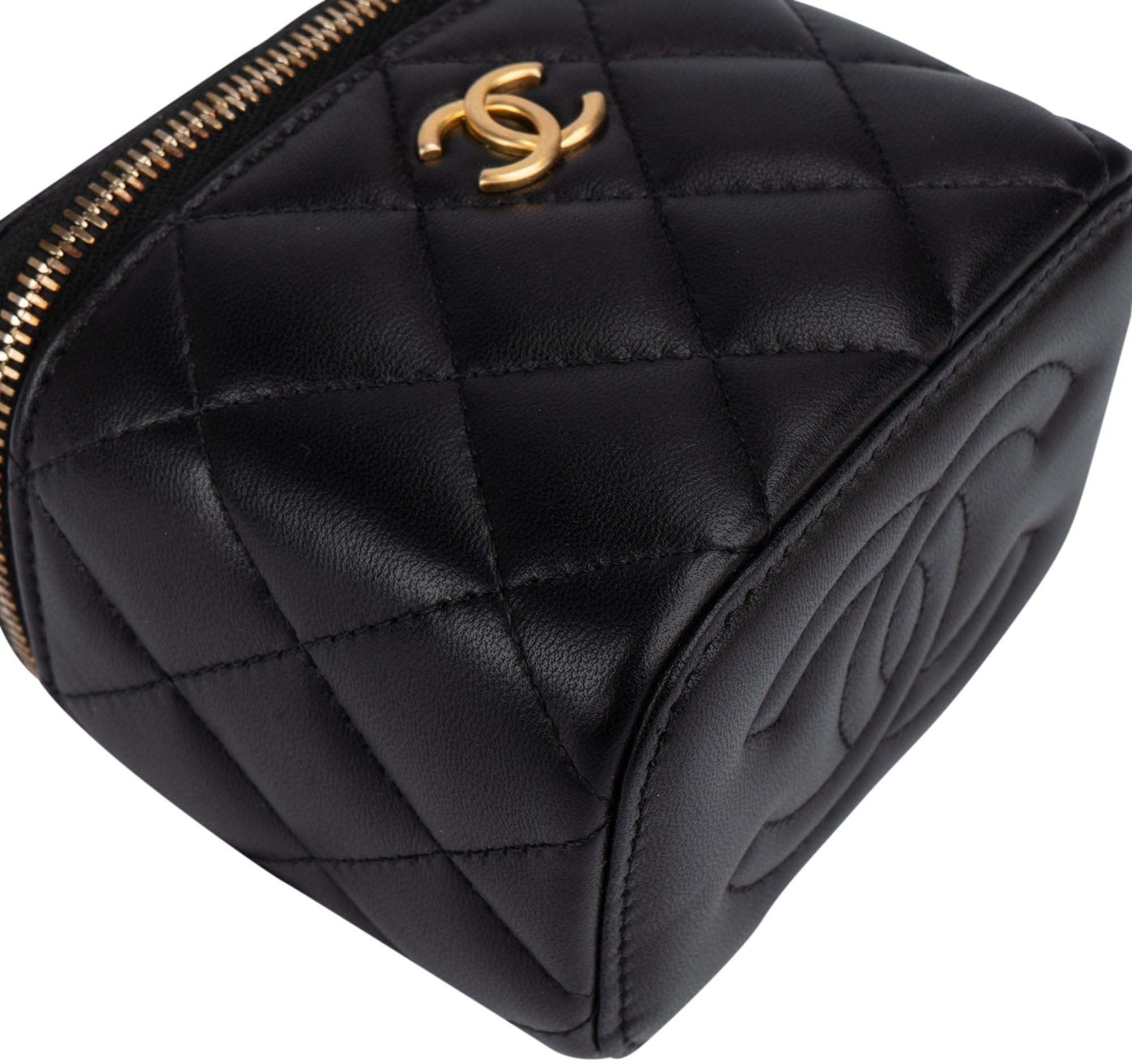 Chanel Quilted Lambskin Mini CC Charmy Vanity Handbag