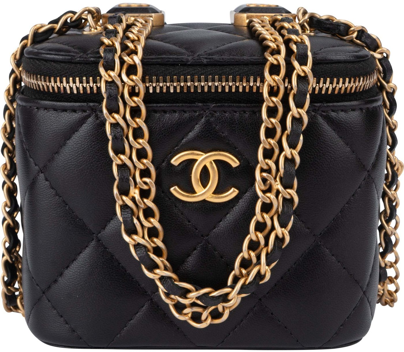 Chanel Quilted Lambskin Mini CC Charmy Vanity Handbag