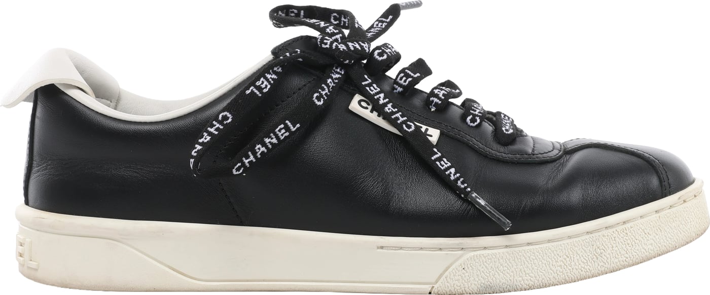Chanel Coco Mark Leather Sneakers in Black G34085, Size EU 37