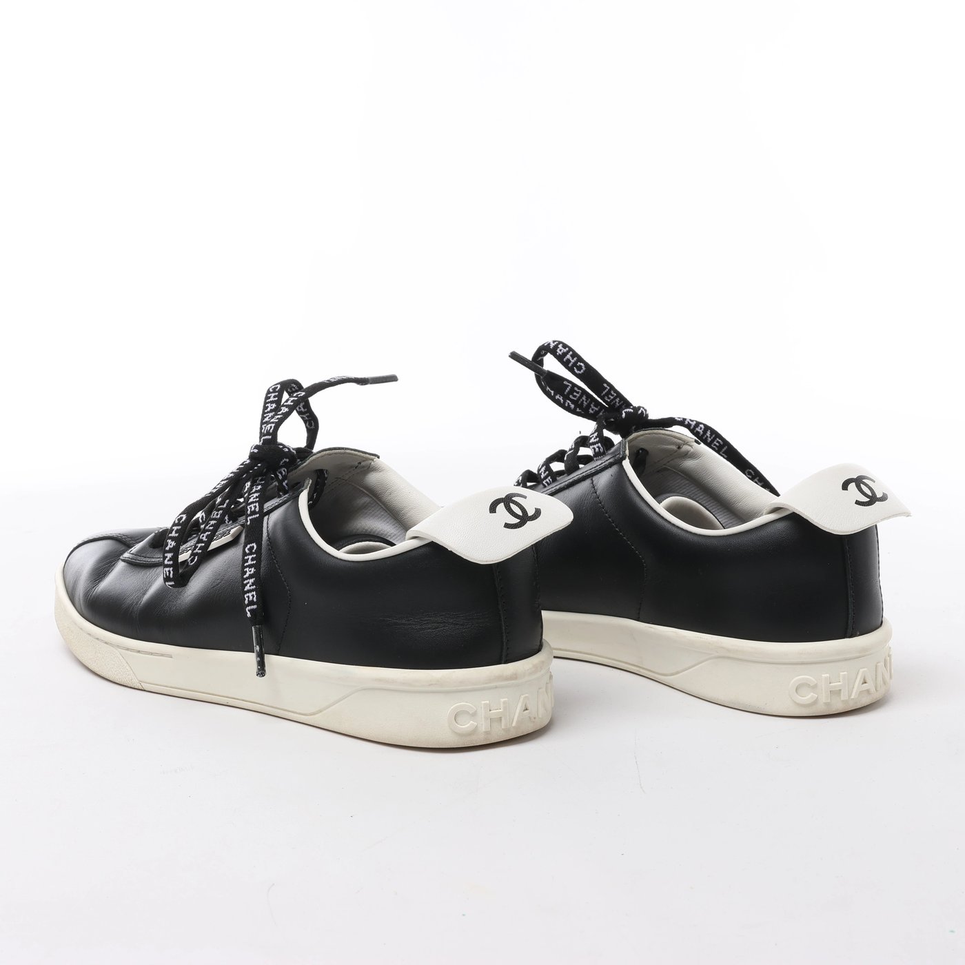 Chanel Coco Mark Leather Sneakers in Black G34085, Size EU 37