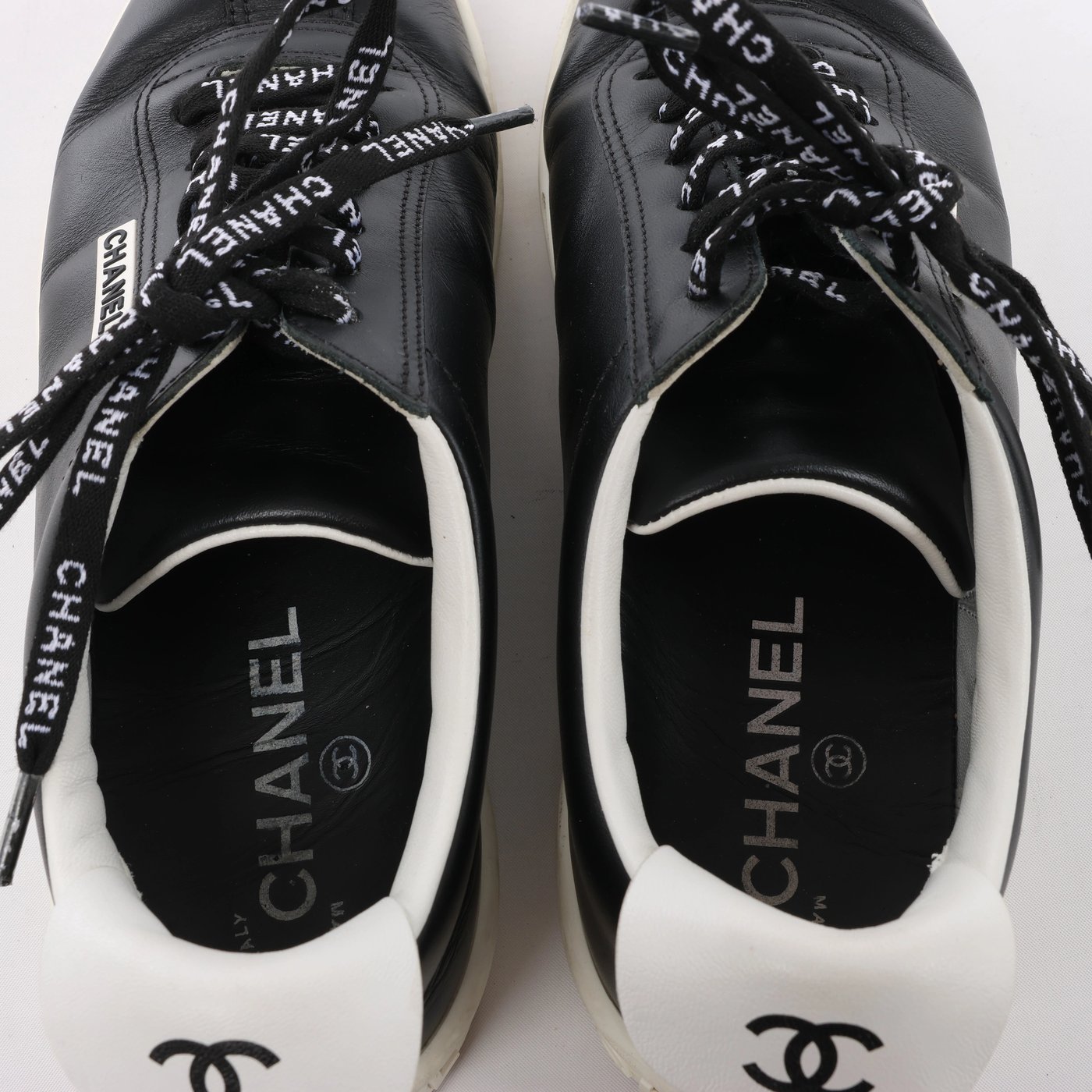 Chanel Coco Mark Leather Sneakers in Black G34085, Size EU 37