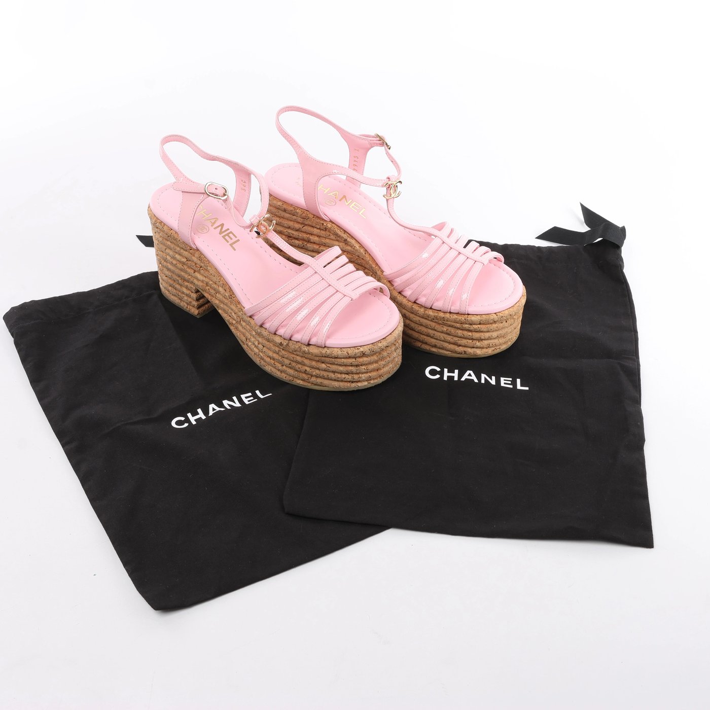 Chanel Coco Mark 25SS Patent Leather Sandals in Pink G46406, Size EU 36