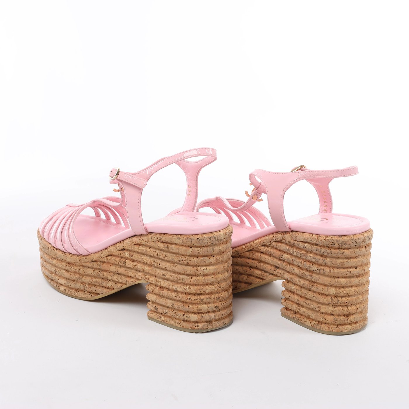 Chanel Coco Mark 25SS Patent Leather Sandals in Pink G46406, Size EU 36