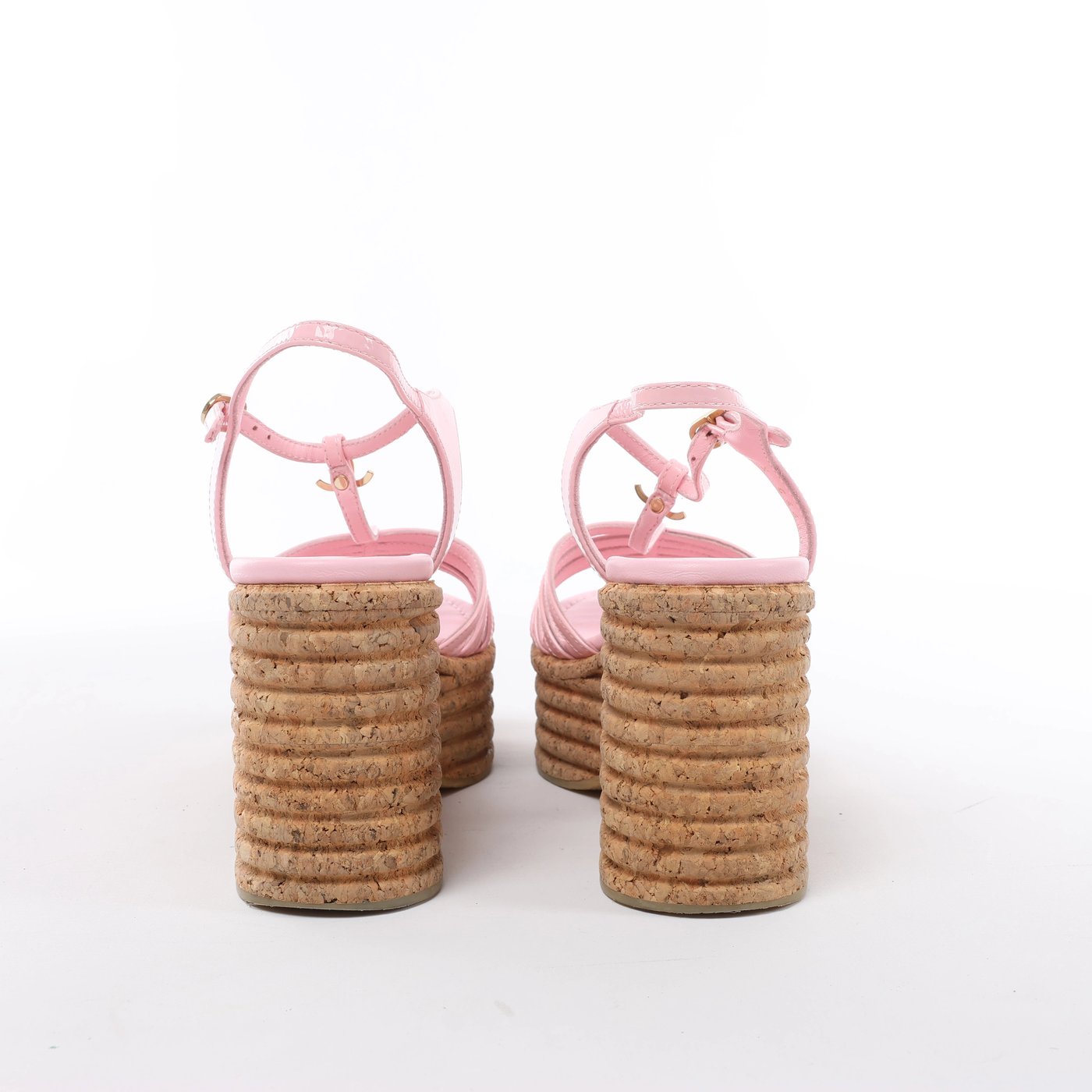 Chanel Coco Mark 25SS Patent Leather Sandals in Pink G46406, Size EU 36