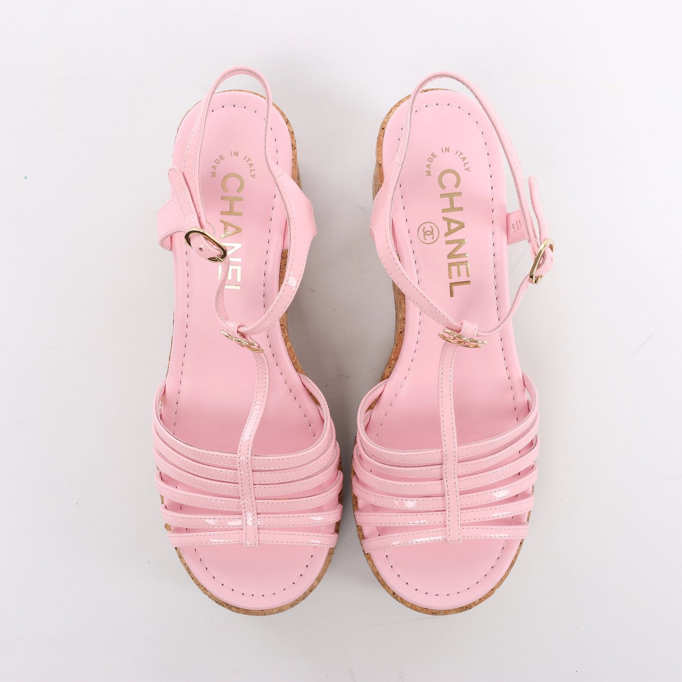 Chanel Coco Mark 25SS Patent Leather Sandals in Pink G46406, Size EU 36