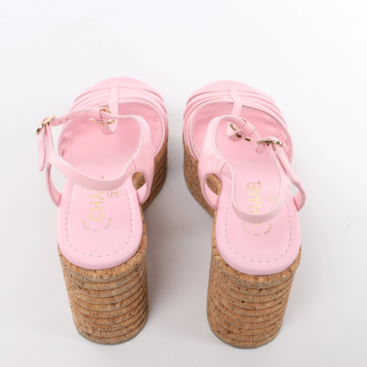 Chanel Coco Mark 25SS Patent Leather Sandals in Pink G46406, Size EU 36