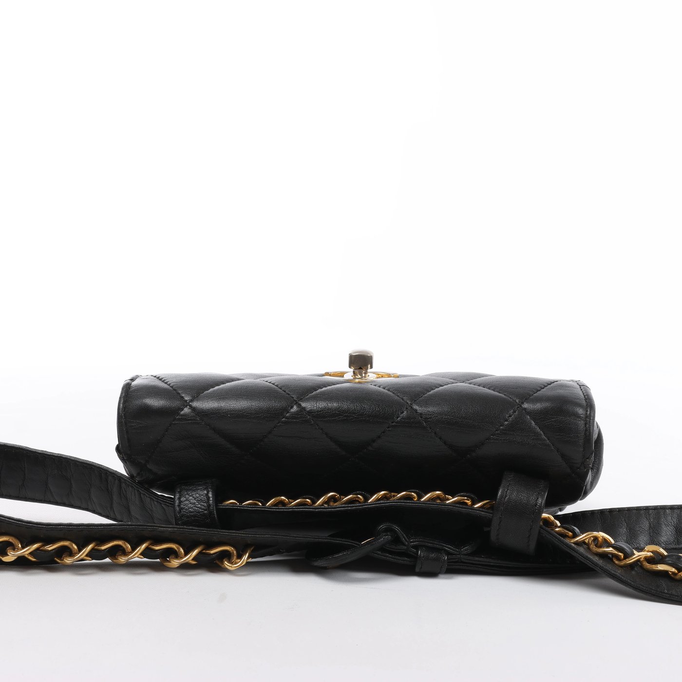 Chanel Vintage Classic Matelasse Leather Belt Bag in Black