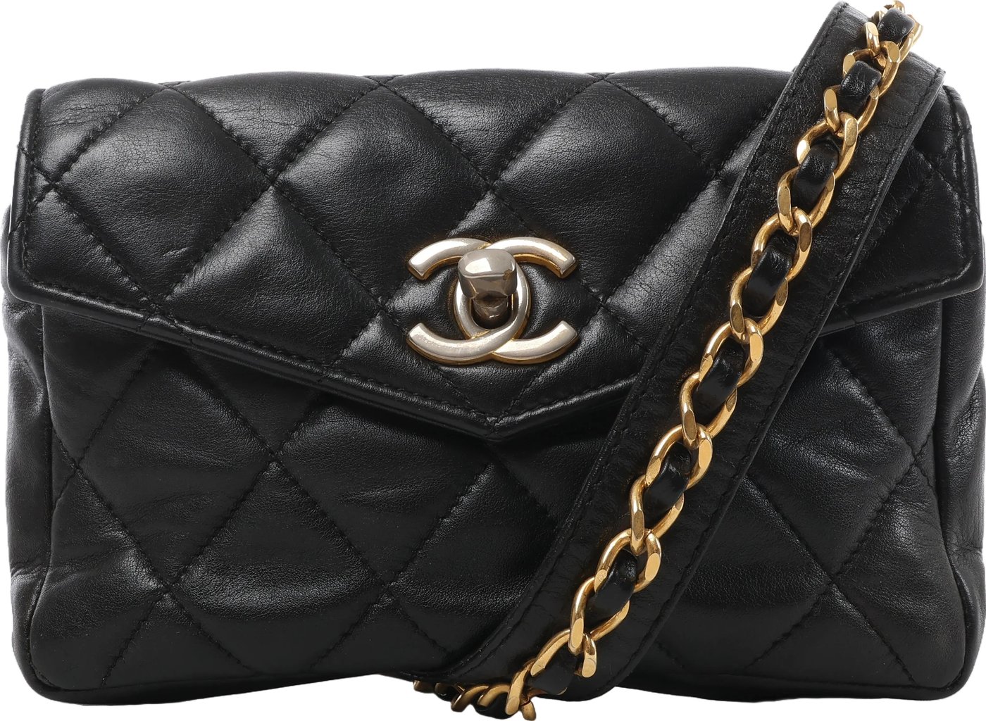 Chanel Vintage Classic Matelasse Leather Belt Bag in Black