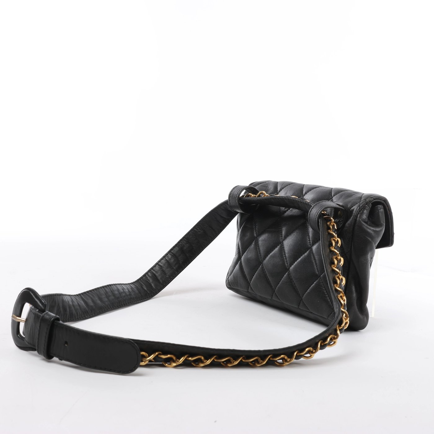 Chanel Vintage Classic Matelasse Leather Belt Bag in Black