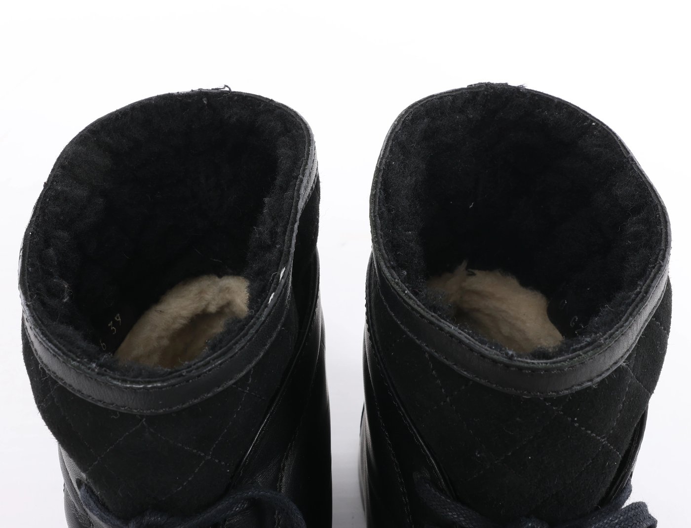 Chanel Coco Mark Matelasse Leather & Suede Boots 39 Ladies' Black G29476 Boa fluff