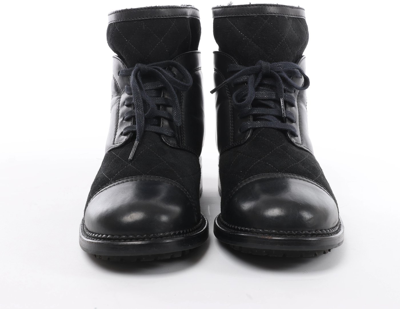 Chanel Coco Mark Matelasse Leather & Suede Boots 39 Ladies' Black G29476 Boa fluff