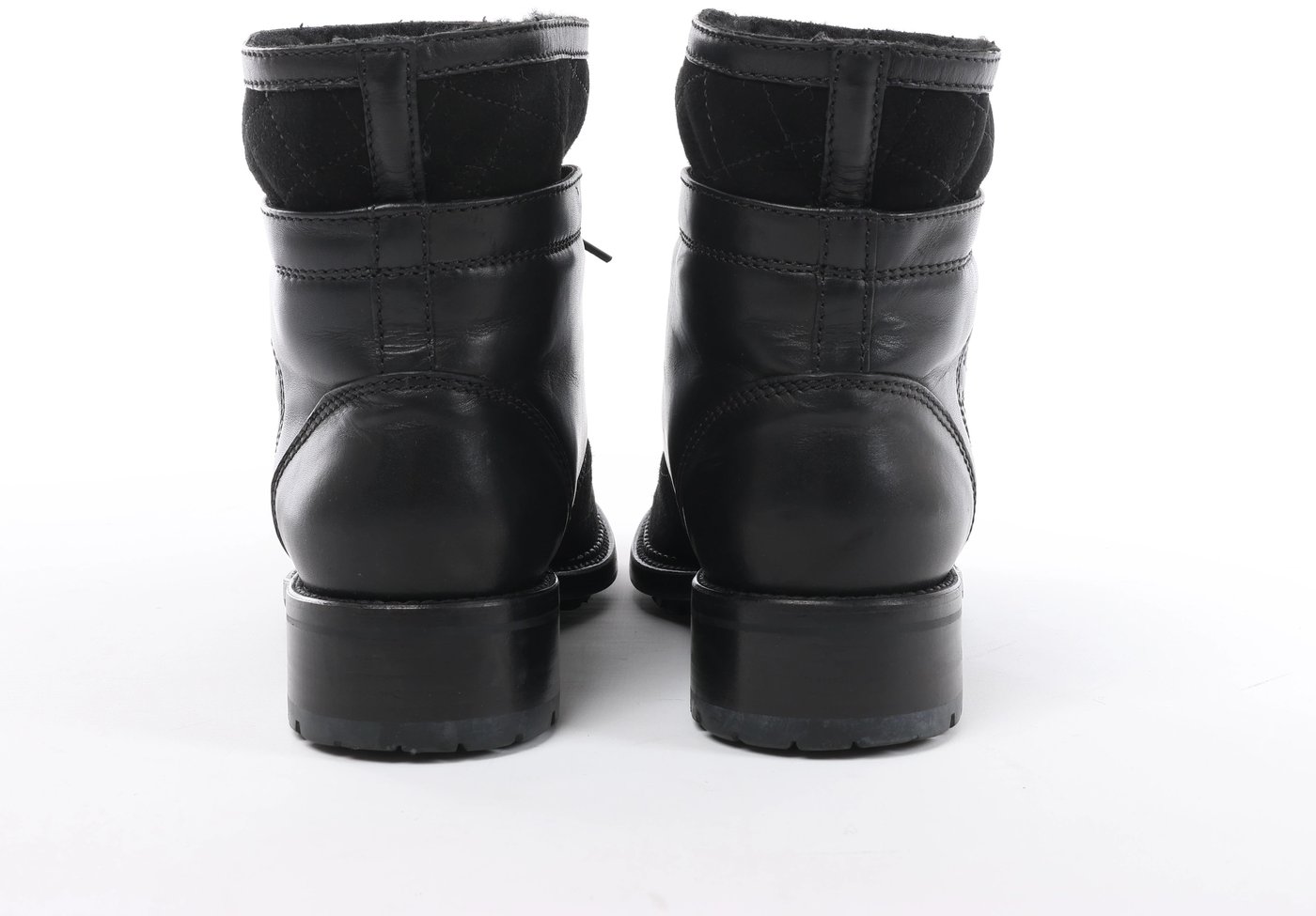 Chanel Coco Mark Matelasse Leather & Suede Boots 39 Ladies' Black G29476 Boa fluff