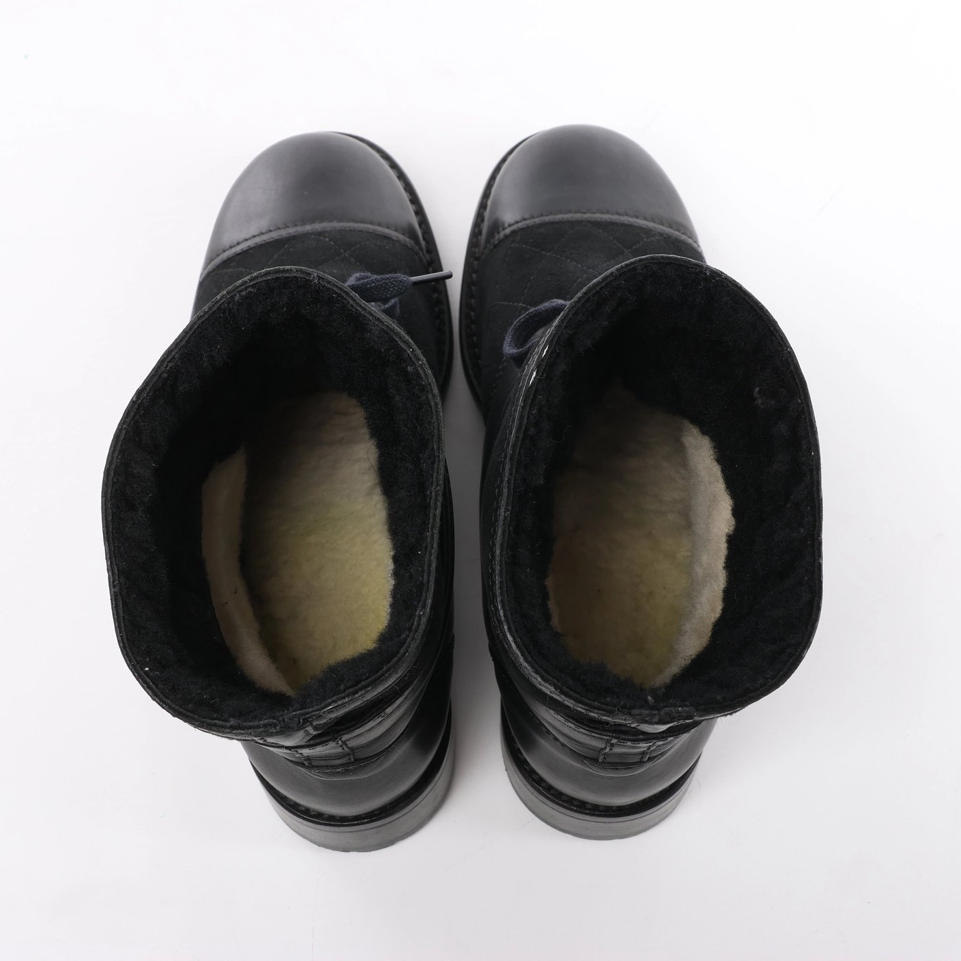 Chanel Coco Mark Matelasse Leather & Suede Boots 39 Ladies' Black G29476 Boa fluff