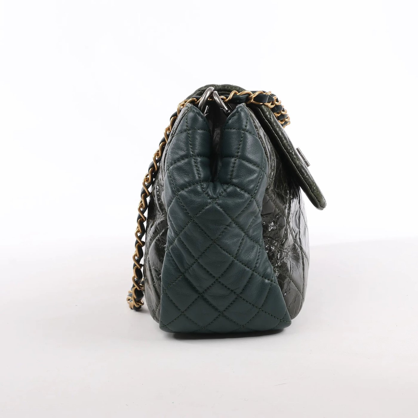 Chanel Reissue Accordion Quilted Leather Mix Shoulder Bag in Green