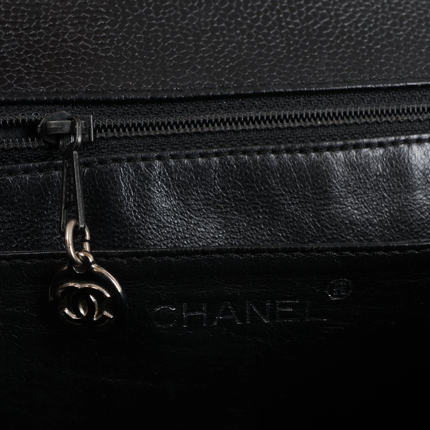 Chanel Classic Kelly Matelasse Caviar Leather Handbag in Black