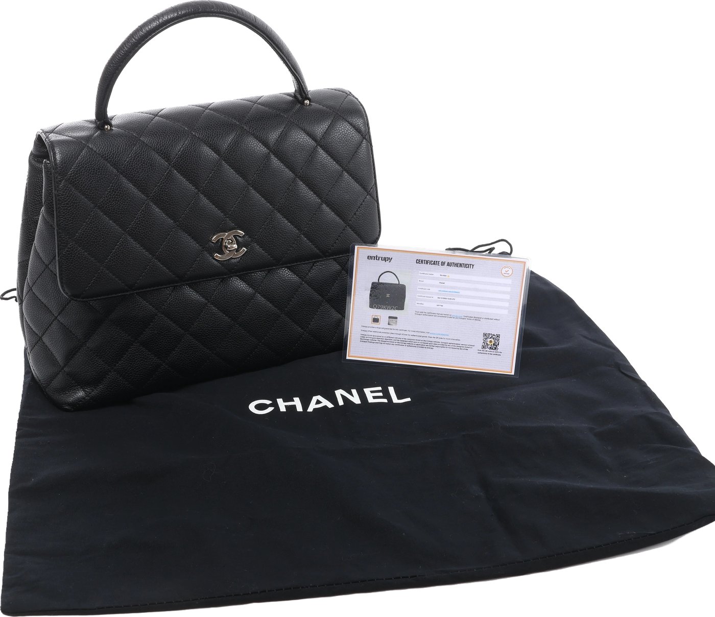 Chanel Classic Kelly Matelasse Caviar Leather Handbag in Black