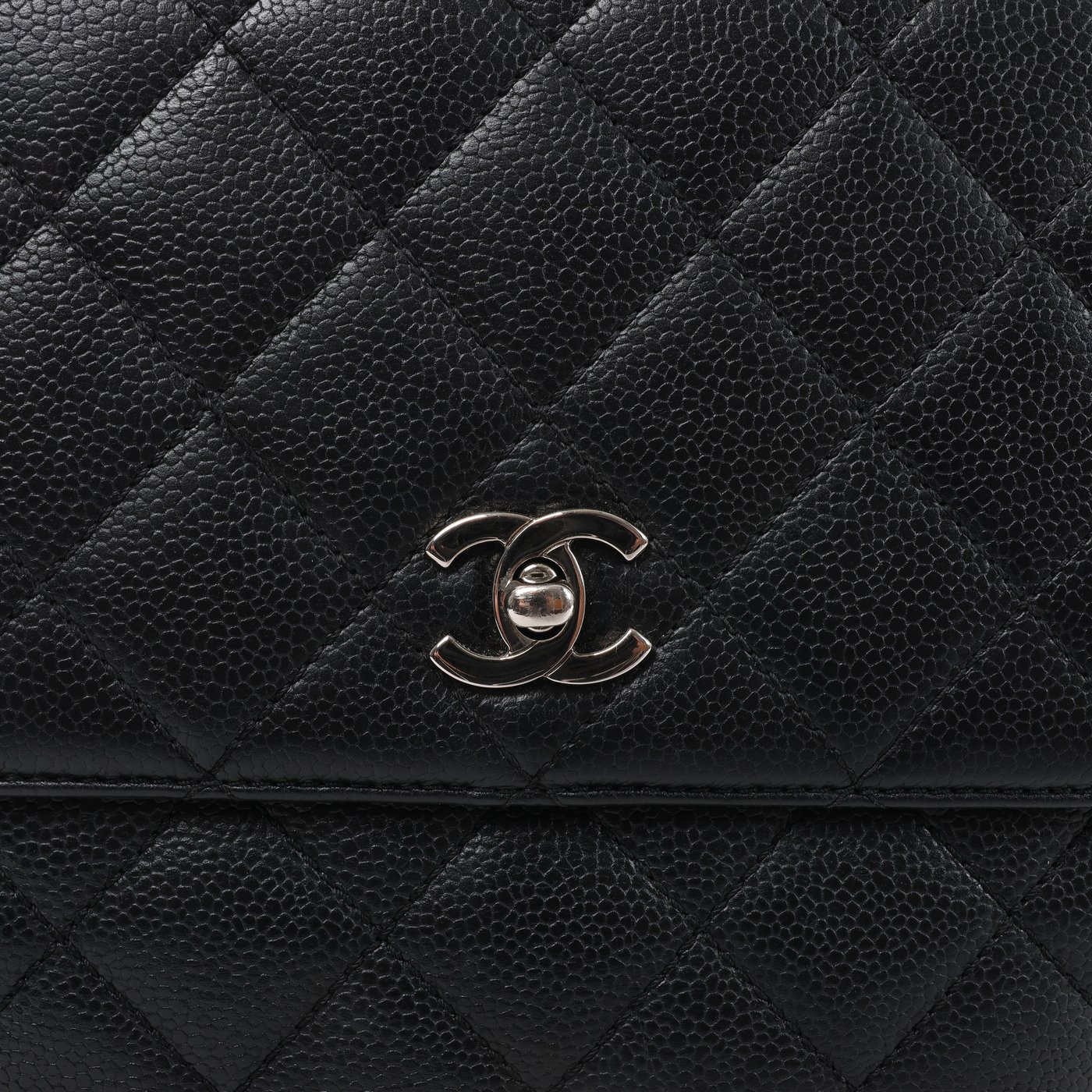 Chanel Classic Kelly Matelasse Caviar Leather Handbag in Black