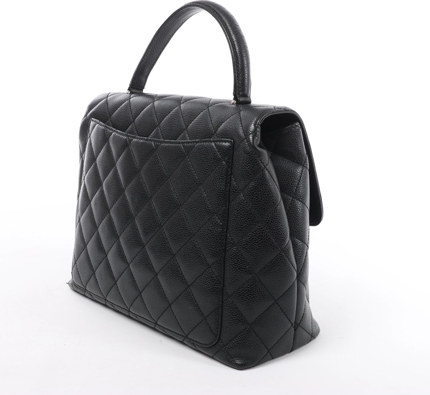Chanel Classic Kelly Matelasse Caviar Leather Handbag in Black