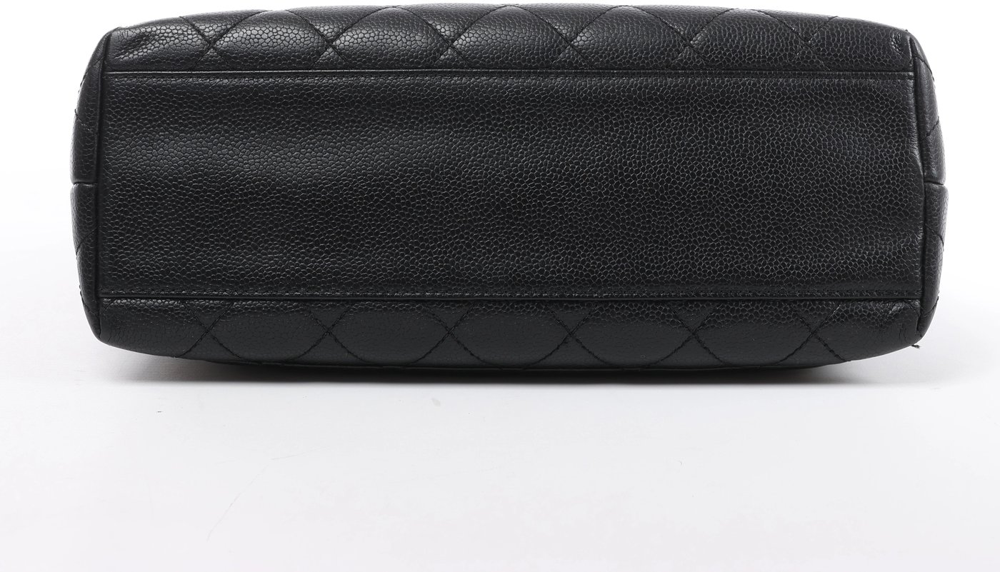 Chanel Classic Kelly Matelasse Caviar Leather Handbag in Black