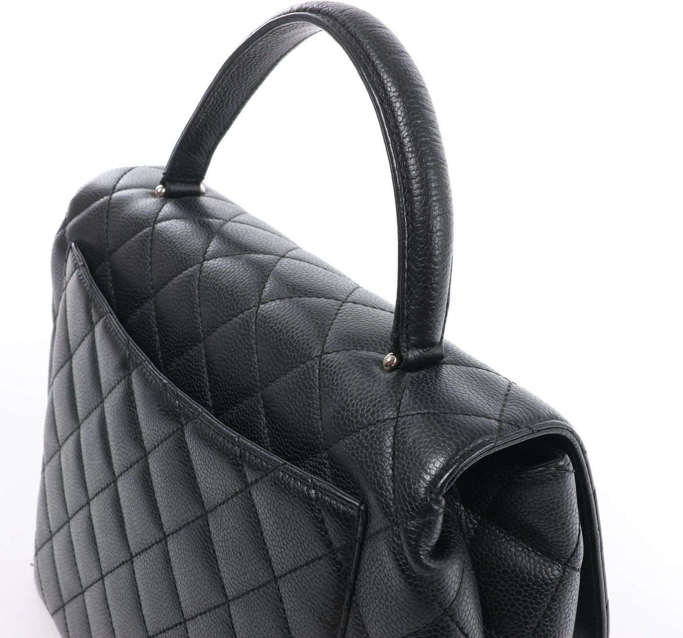 Chanel Classic Kelly Matelasse Caviar Leather Handbag in Black