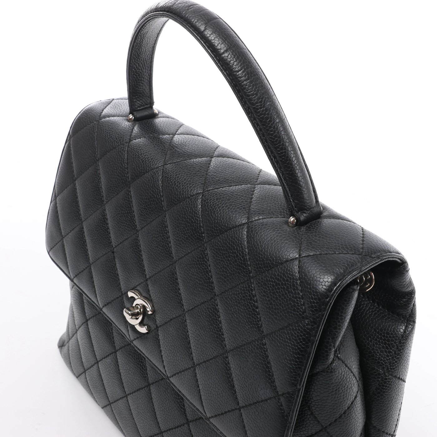 Chanel Classic Kelly Matelasse Caviar Leather Handbag in Black