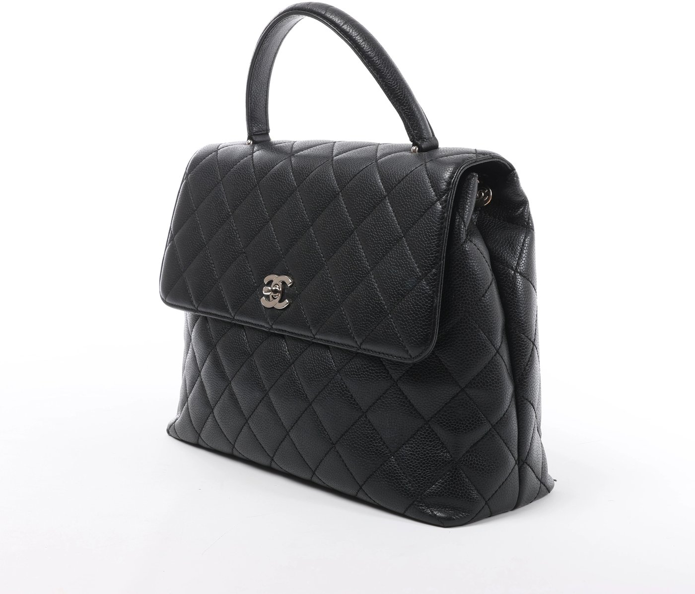Chanel Classic Kelly Matelasse Caviar Leather Handbag in Black