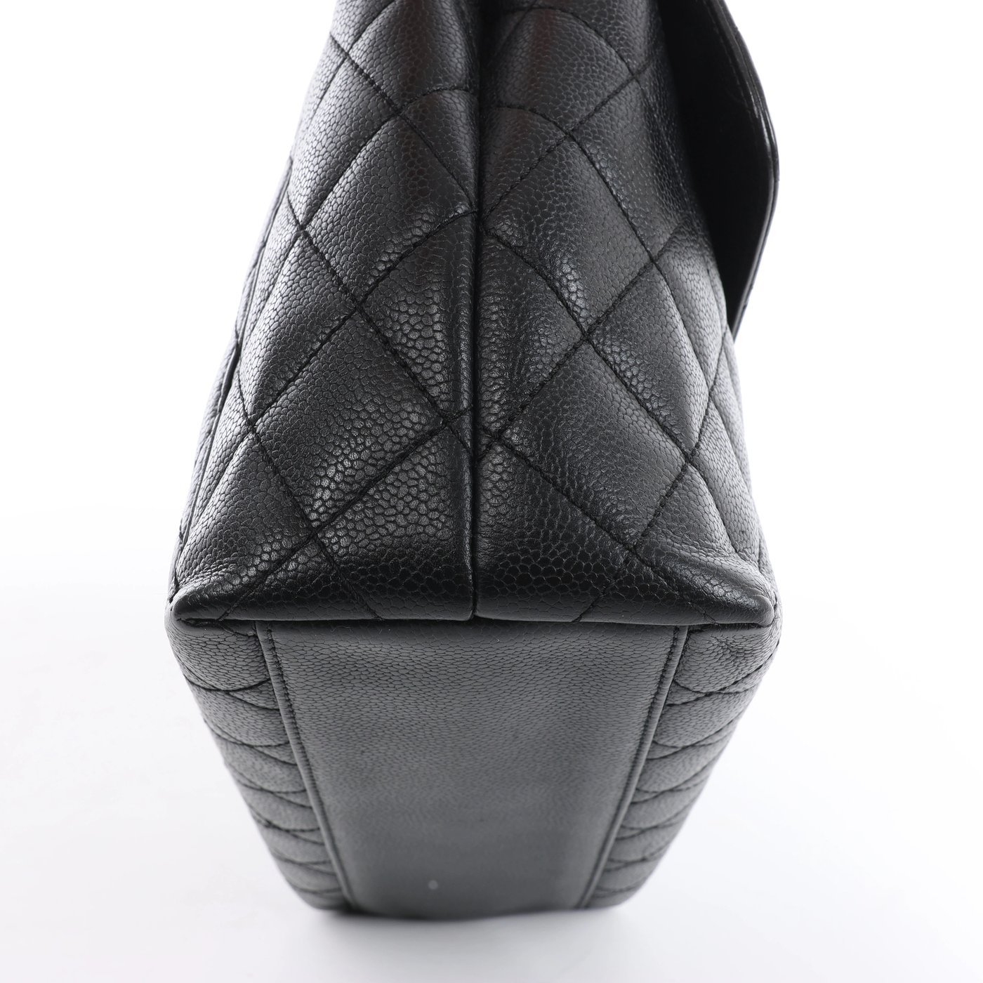 Chanel Classic Kelly Matelasse Caviar Leather Handbag in Black