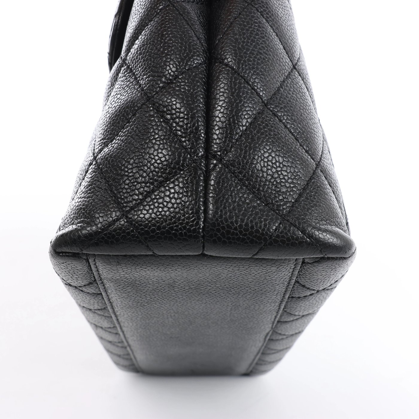 Chanel Classic Kelly Matelasse Caviar Leather Handbag in Black