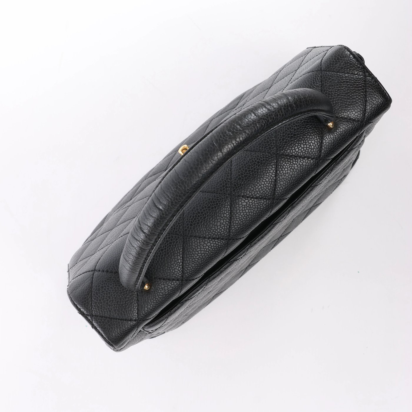 Chanel Classic Kelly Matelasse Caviar Leather Handbag in Black
