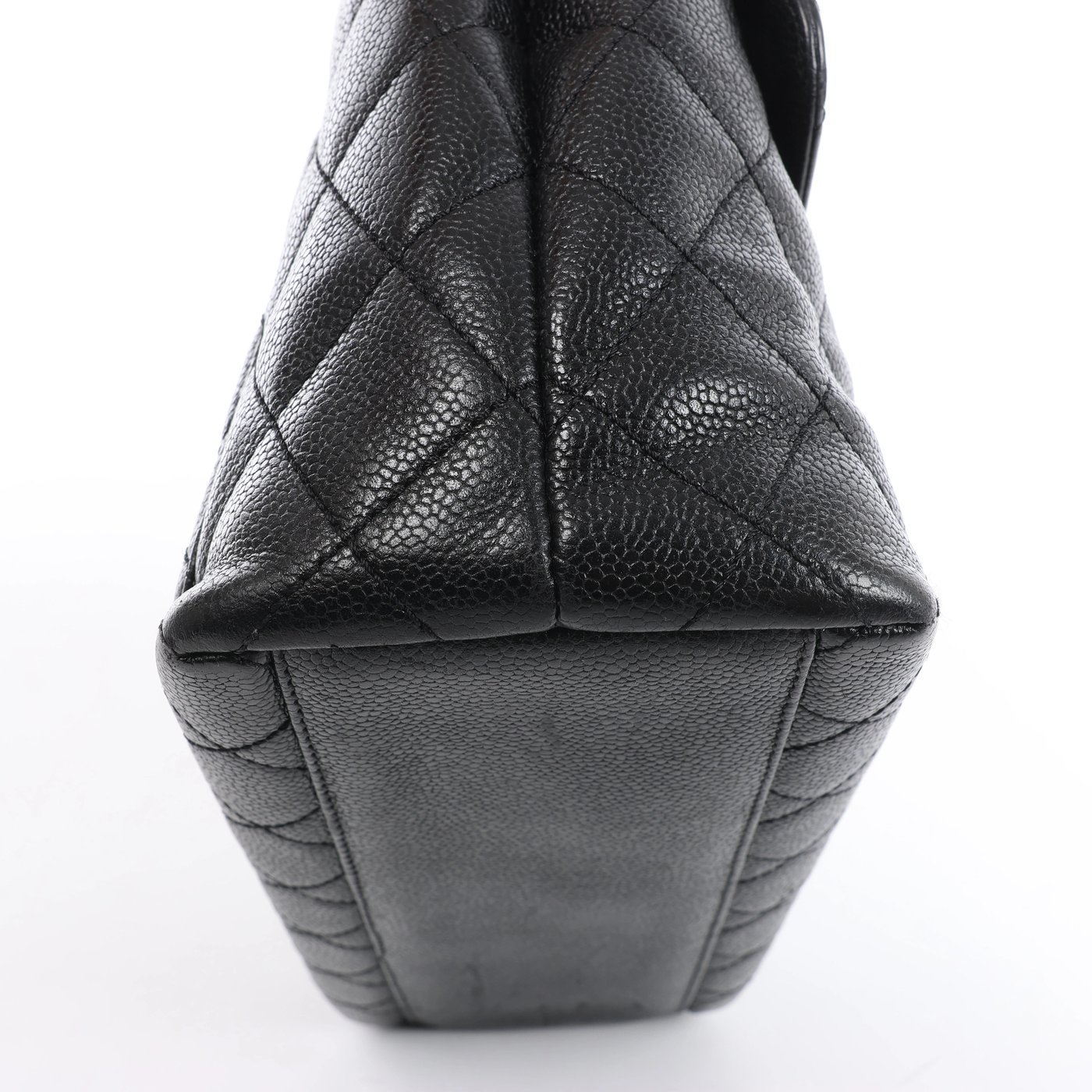 Chanel Classic Kelly Matelasse Caviar Leather Handbag in Black