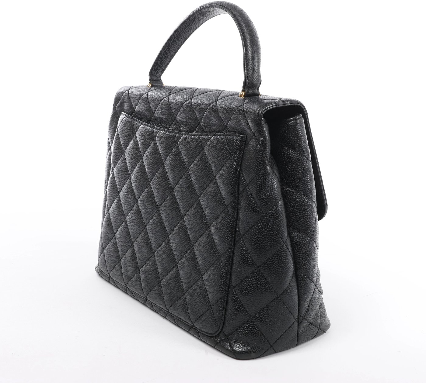 Chanel Classic Kelly Matelasse Caviar Leather Handbag in Black