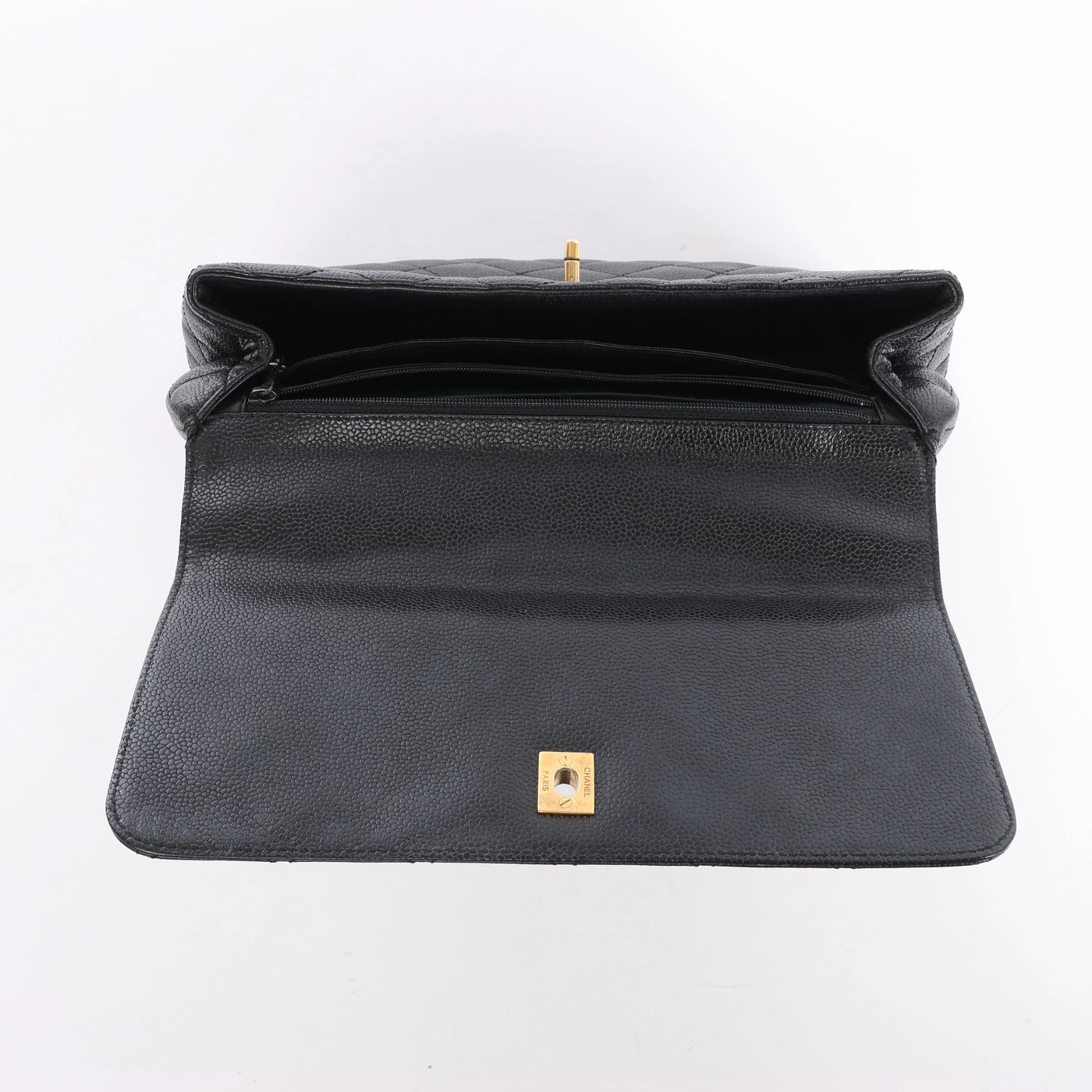 Chanel Classic Kelly Matelasse Caviar Leather Handbag in Black