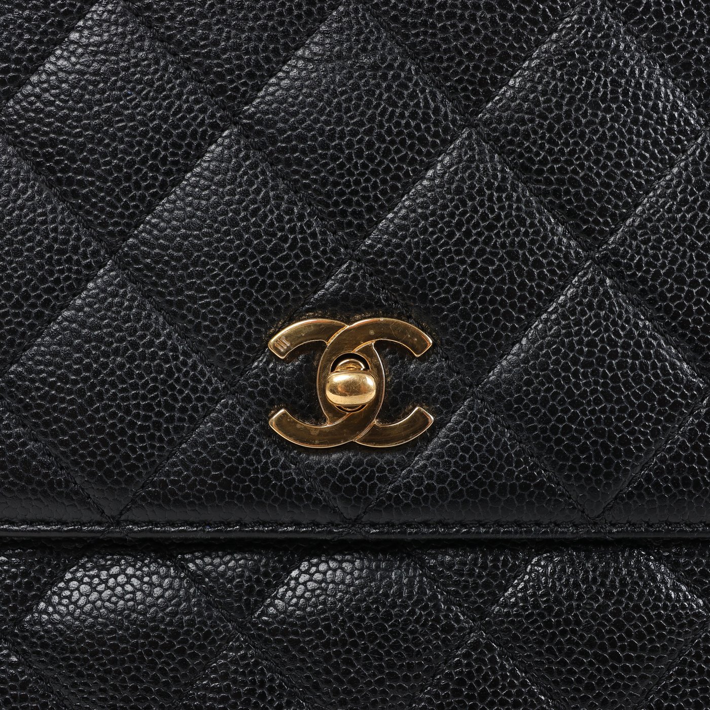 Chanel Classic Kelly Matelasse Caviar Leather Handbag in Black