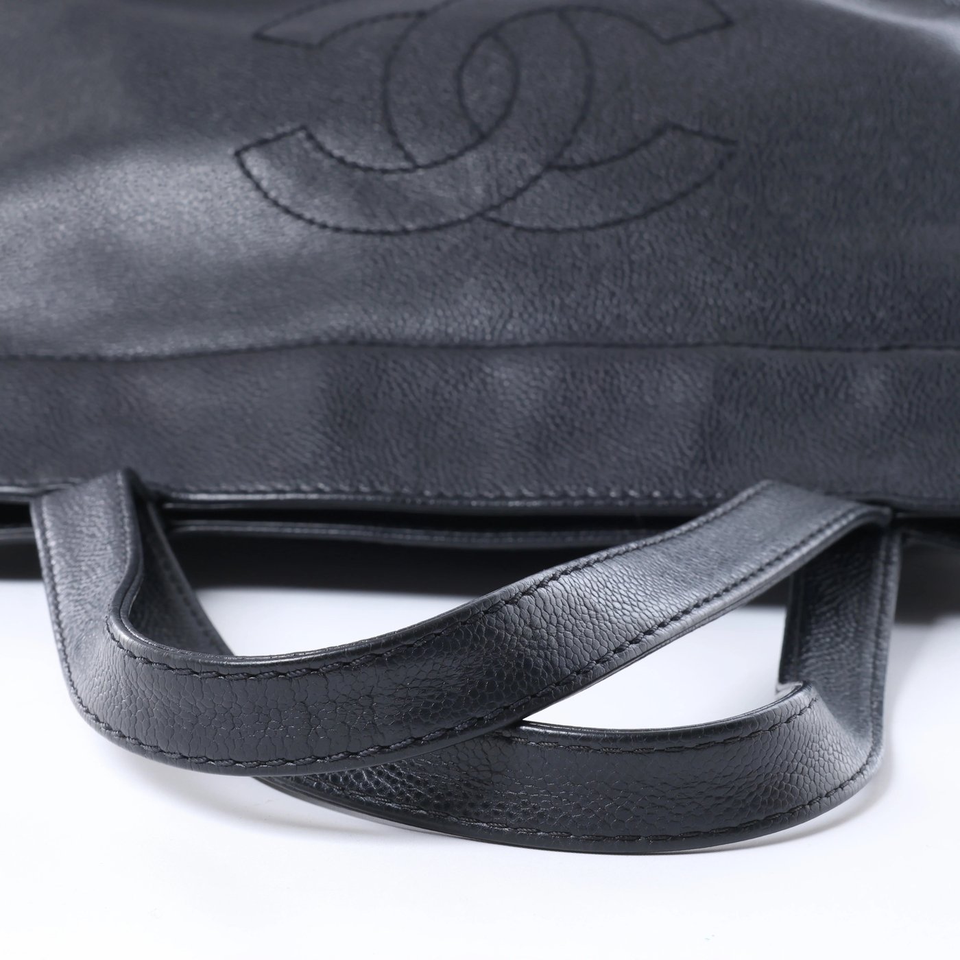 Chanel Coco Mark Line Caviar Leather Shoulder Bag in Black