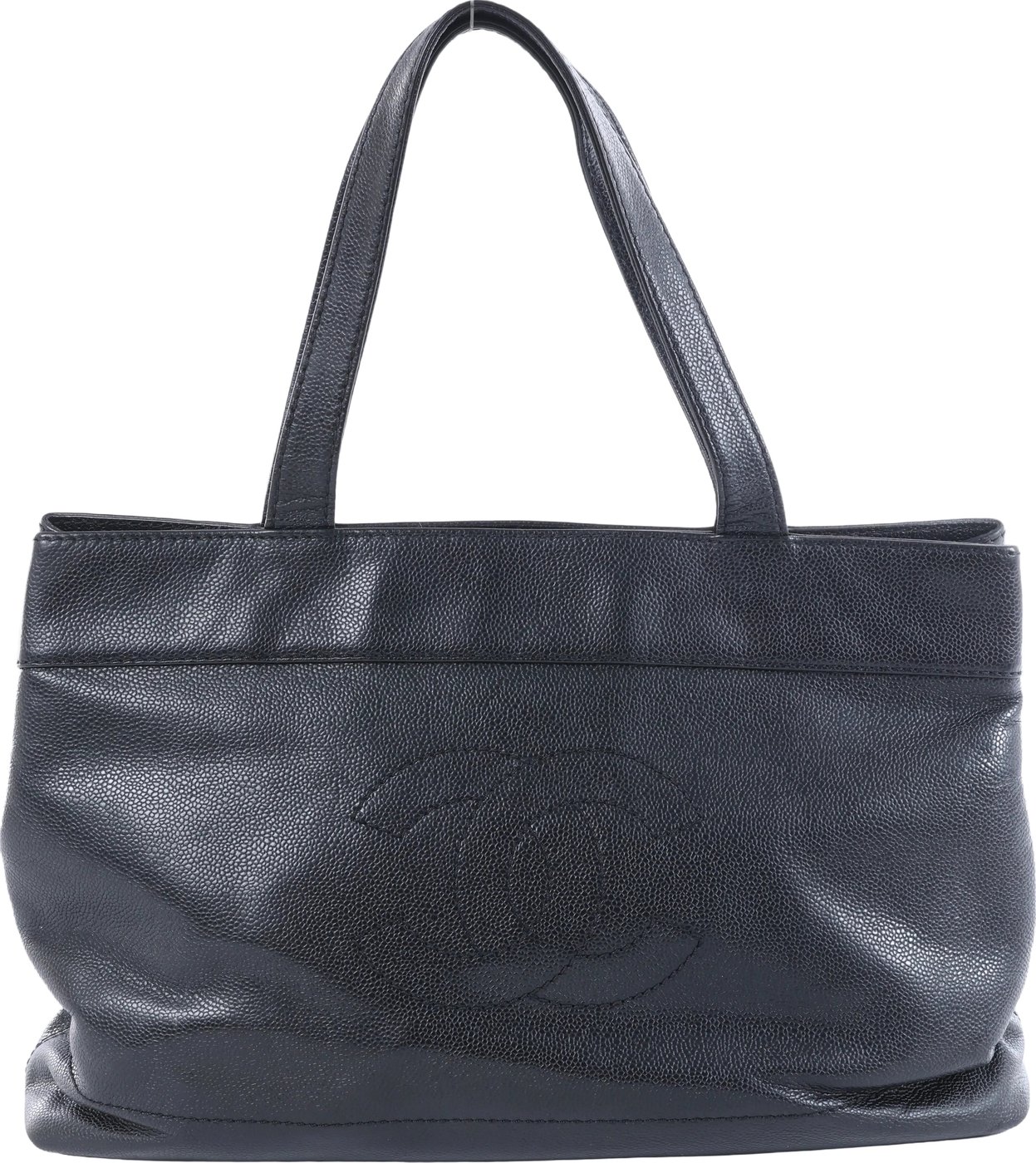 Chanel Coco Mark Line Caviar Leather Shoulder Bag in Black