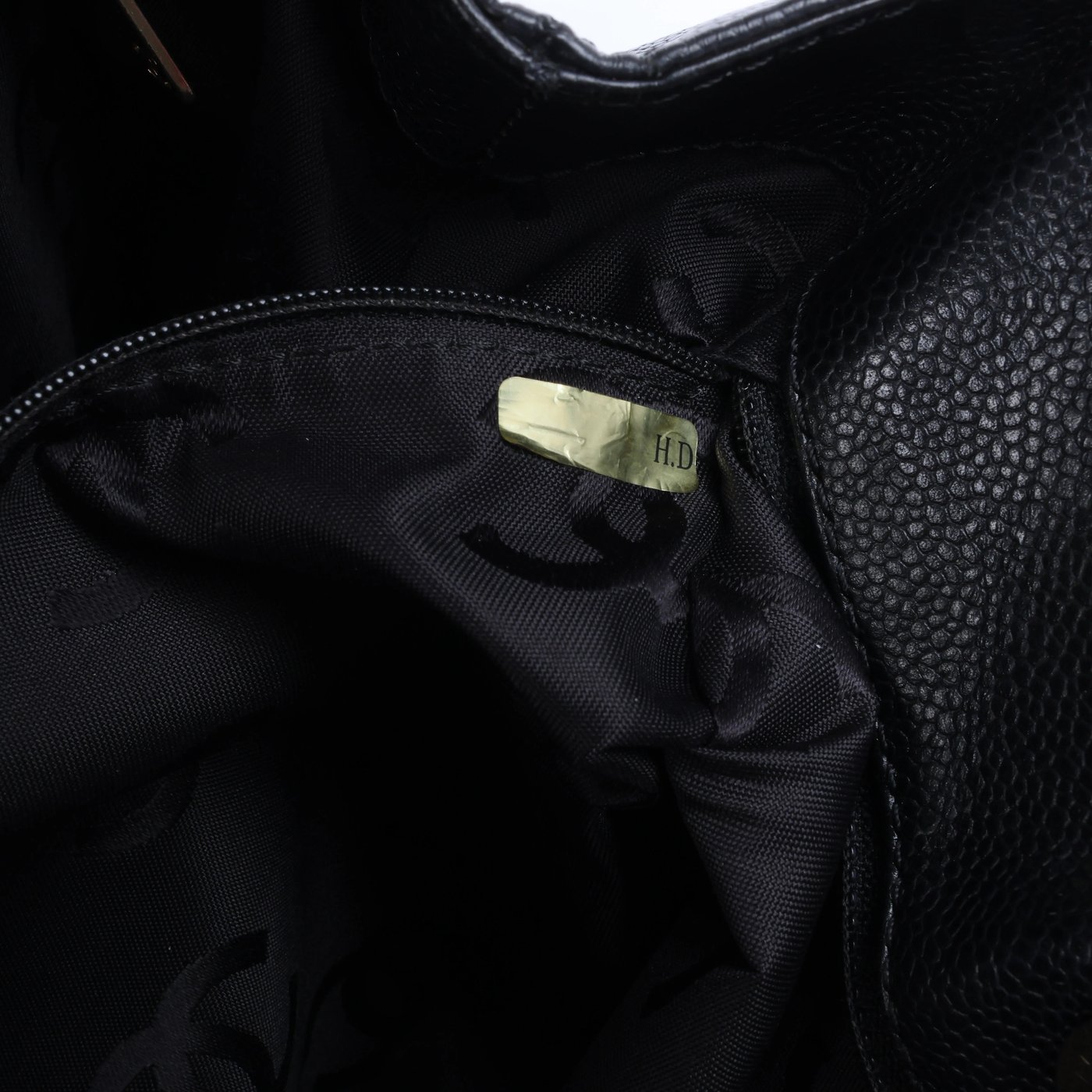 Chanel Coco Mark Line Caviar Leather Shoulder Bag in Black