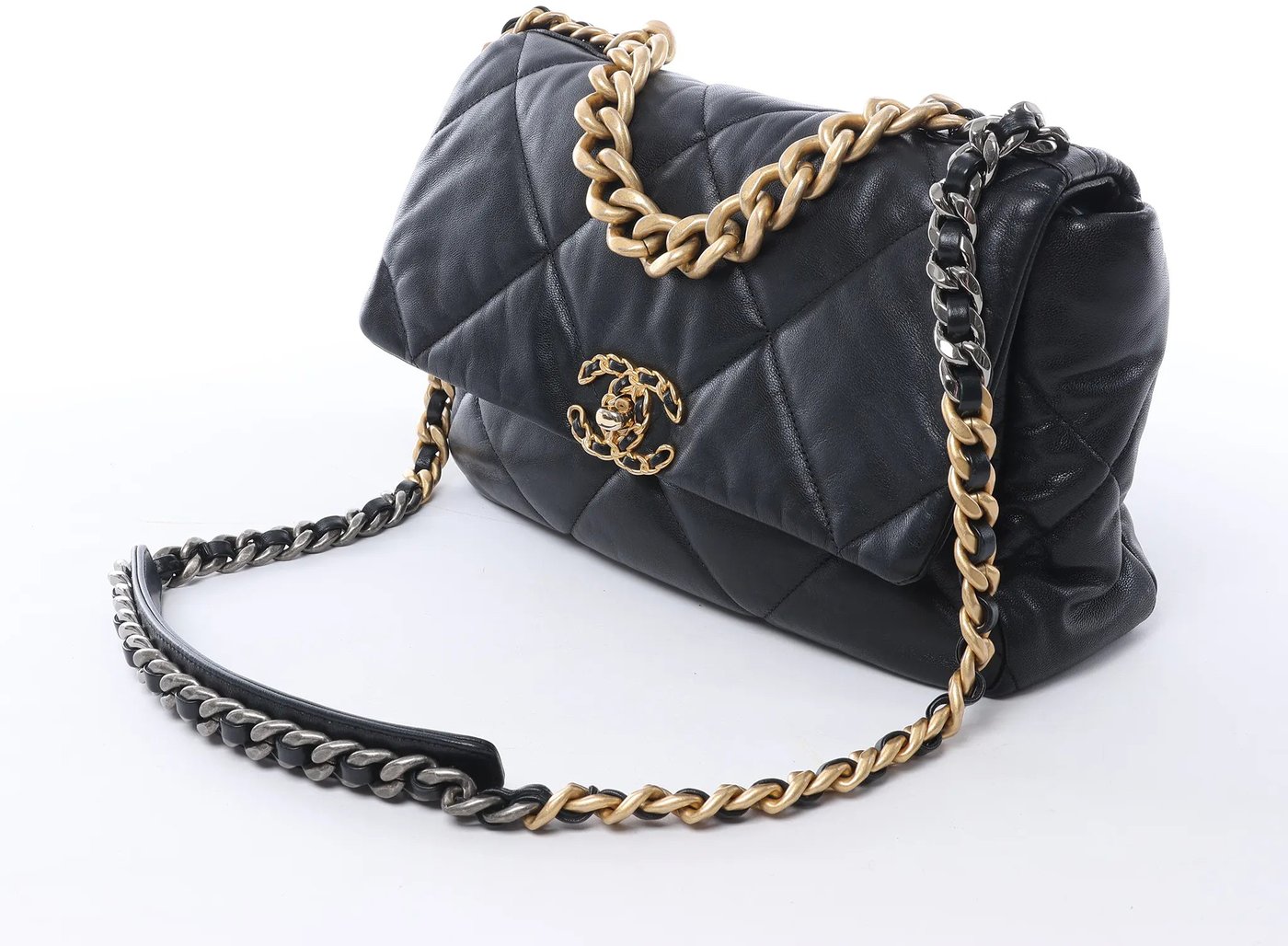 Chanel Chanel 19 Large Leather Chain Shoulder Bag in Black 30157954