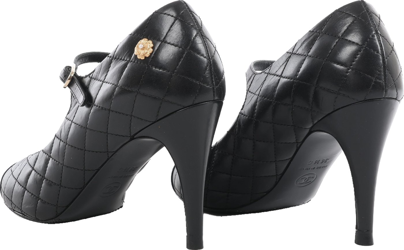 Chanel Coco Mark Matelassé Pump Heels in Black G30981, Size EU 36.5 C