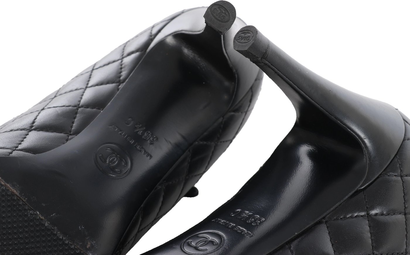 Chanel Coco Mark Matelassé Pump Heels in Black G30981, Size EU 36.5 C
