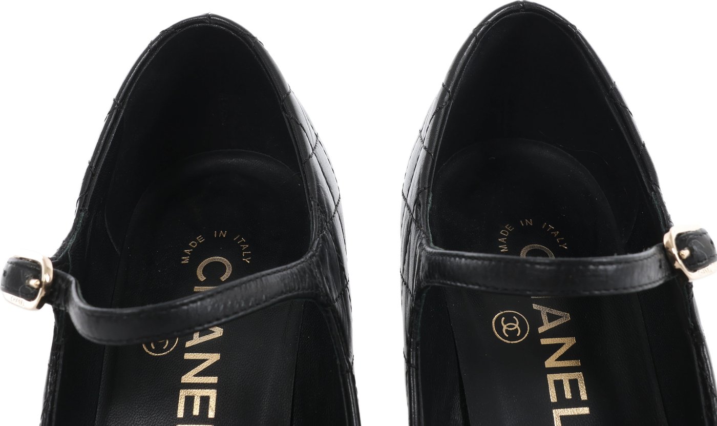 Chanel Coco Mark Matelassé Pump Heels in Black G30981, Size EU 36.5 C