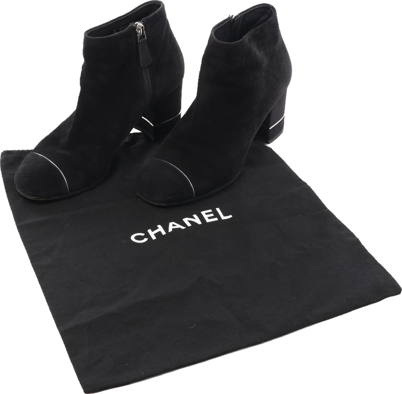 Chanel Coco Mark Suede Short Boots 36 Ladies' Black G32120