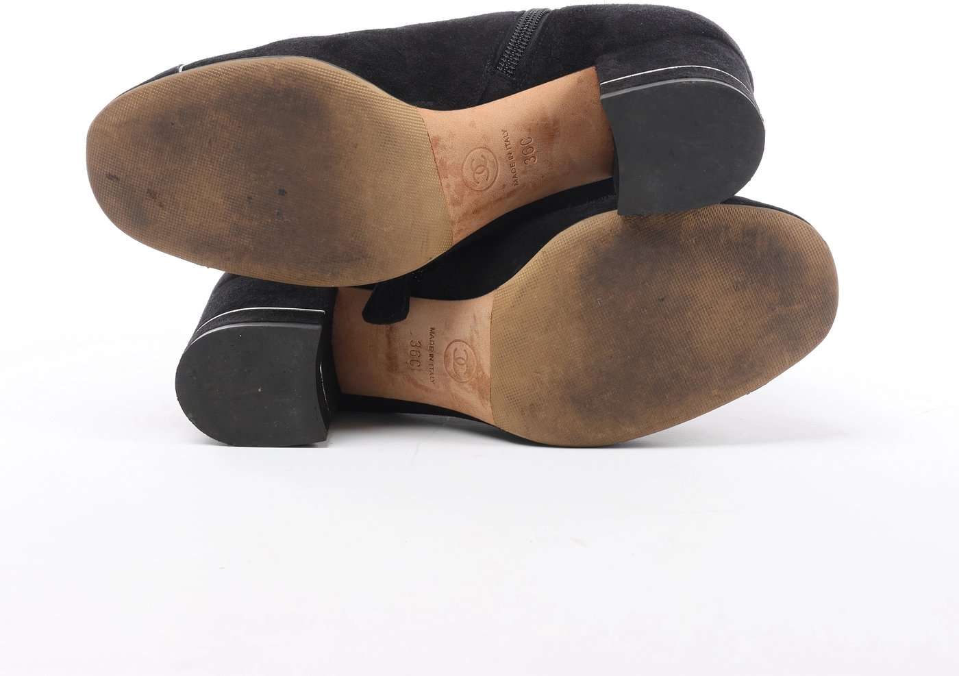 Chanel Coco Mark Suede Short Boots 36 Ladies' Black G32120